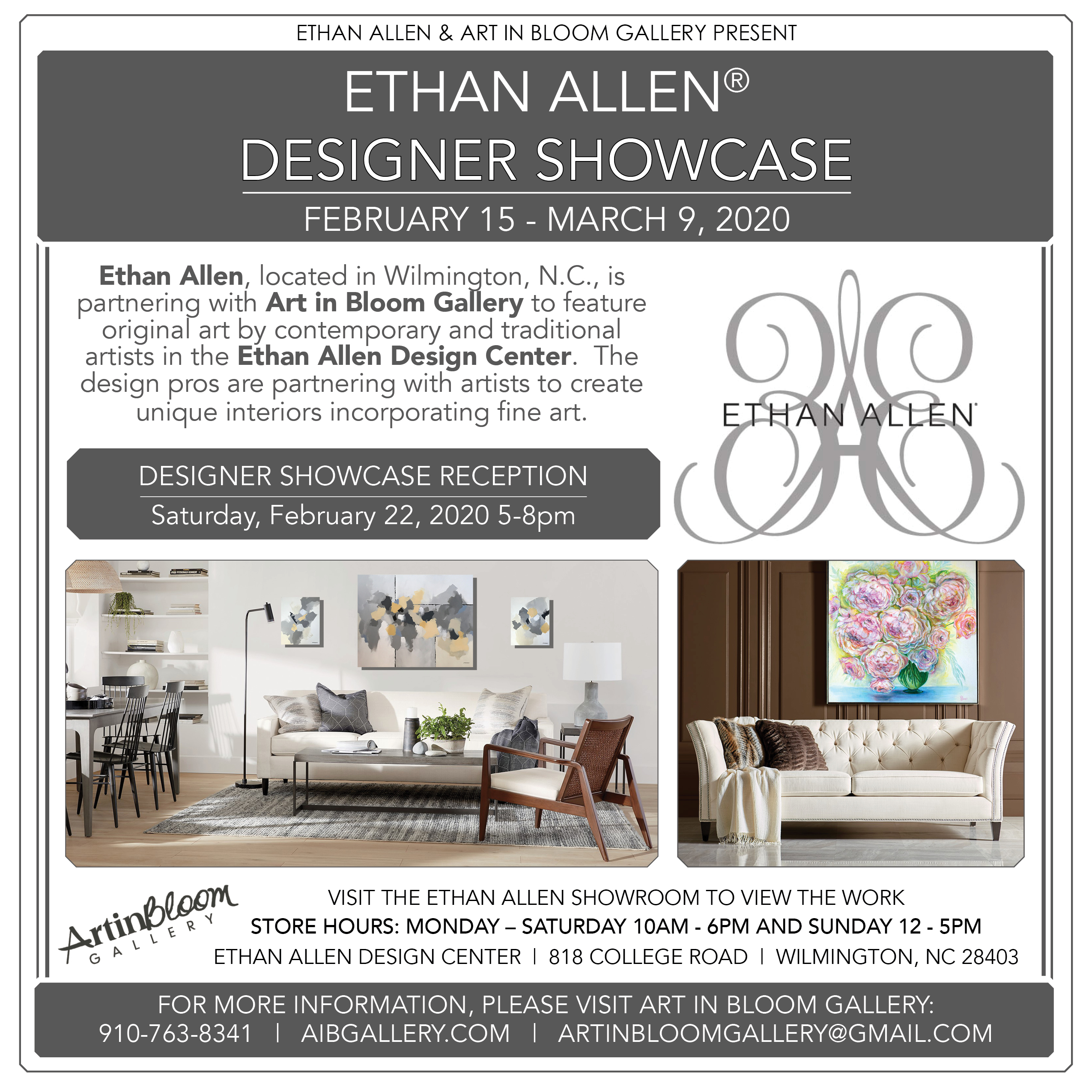 Ethan Allen Designer Showcase Hours Art In Bloom Gallery Art In Bloom Gallery