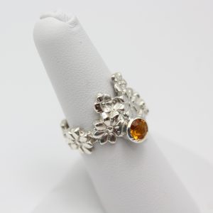 Sterling Silver Ring "Daisy" Band with Cluster and Citrine (23034RS)