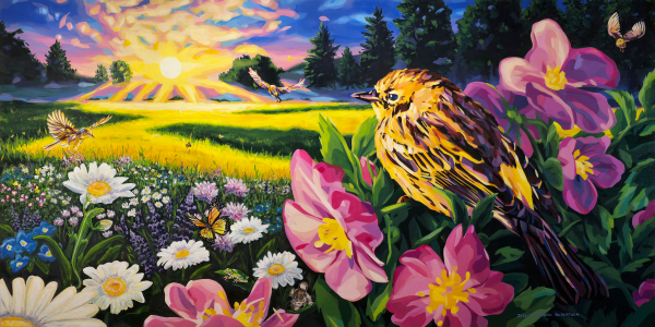 "Warblers & Wildflowers" - Mural by Jessie & Janna Robertson