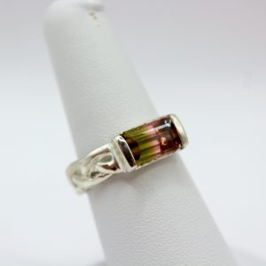 Sterling Silver Ring - Braided Ring - Watermelon Tourmaline (23043RS)