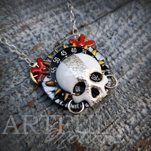 Necklace - "Skull with Flowers" (MS035)