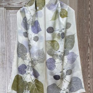 Silk Scarf "Redbud & Catalpa on Charmeuse" (RY25.1)