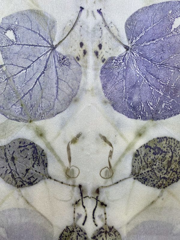 Silk Scarf "Redbud & Catalpa on Charmeuse" (RY25.1) - Image 2
