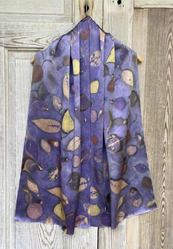 Silk Scarf "Eucalyptus & Dogwood on Charmeuse" (RY25.2)