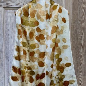 Silk Scarf "Eucalyptus & Rose on Charmeuse" (RY25.3)