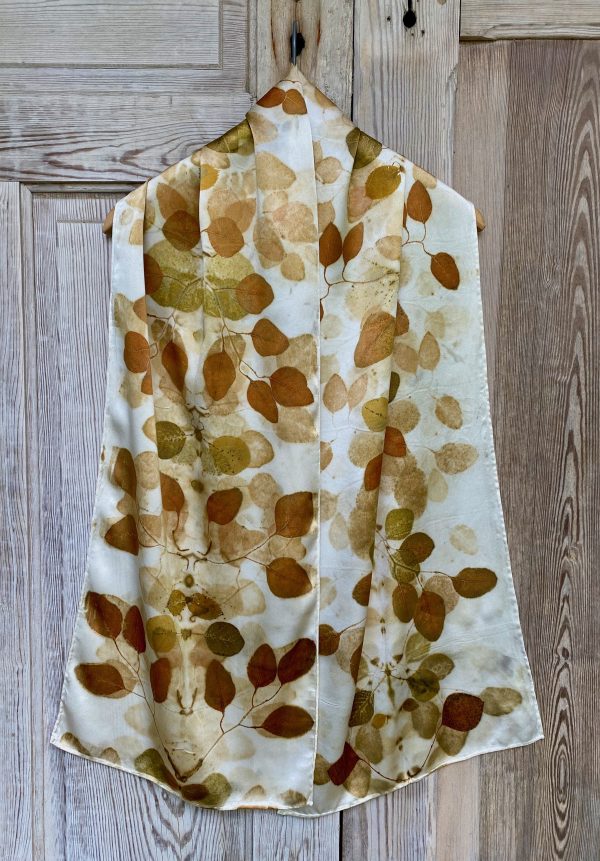 Silk Scarf "Eucalyptus & Rose on Charmeuse" (RY25.3)