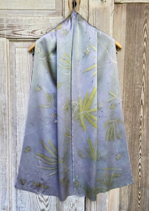 Silk Scarf "Bamboo & Snowball Flowers on Charmeuse" (RY25.4)