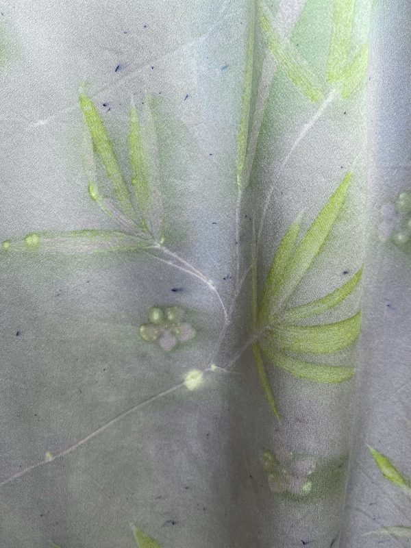Silk Scarf "Bamboo & Snowball Flowers on Charmeuse" (RY25.4) - Image 2