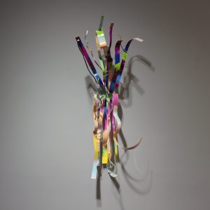 (Untitled) Metal Ribbon Wall Sculpture - Blue, Green, Purple, Pink - SOLD