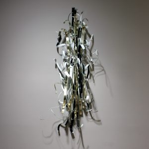 (Untitled) Metal Ribbon Wall Sculpture - Black, White - SOLD