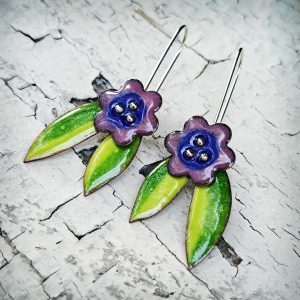 Earrings - "Flower with Leaf" (MS036)