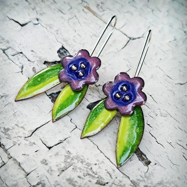 Earrings - "Flower with Leaf" (MS036)