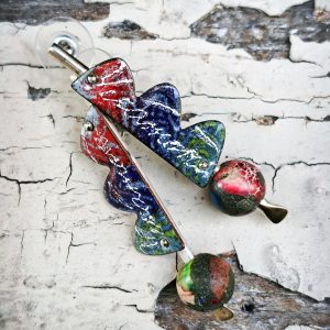 Earrings - "Jasper & Enamel" with Post (MS040)