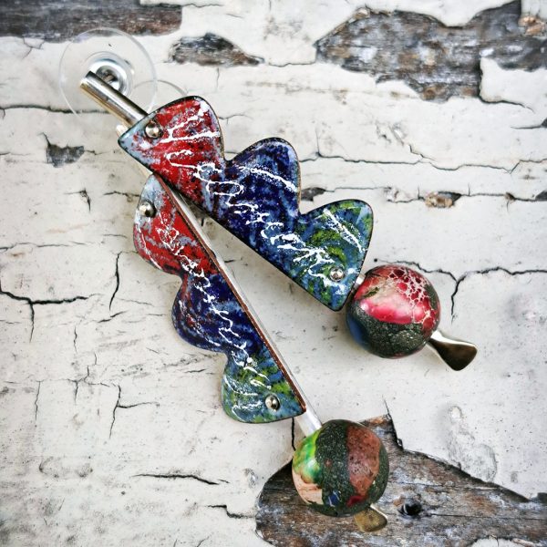 Earrings - "Jasper & Enamel" with Post (MS040)