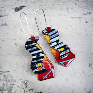 Earrings - "Waffle Long" Two-Piece Dangle (MS041)