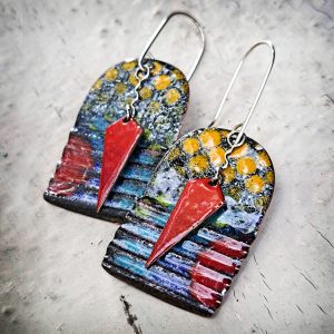Earrings - "Red Waffle Dangle" (MS039)