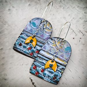 Earrings - "Yellow Waffle Dangle" (MS039)
