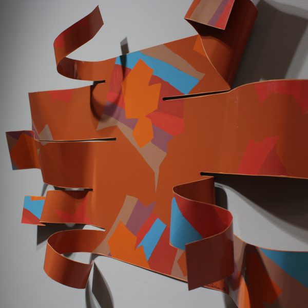 (Untitled) Metal Ribbon Wall Sculpture - Orange - Image 2