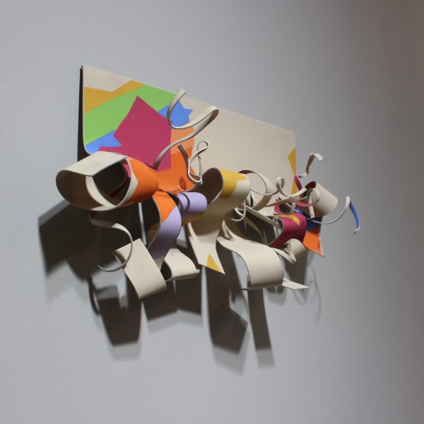 (Untitled) Metal Ribbon Wall Sculpture - Beige, Red, Green, Blue - SOLD - Image 3