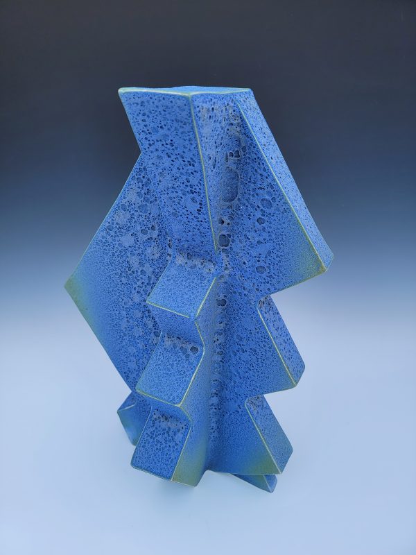 Blue Faceted Crater Vessel