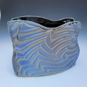 Blue Rippled Vessel