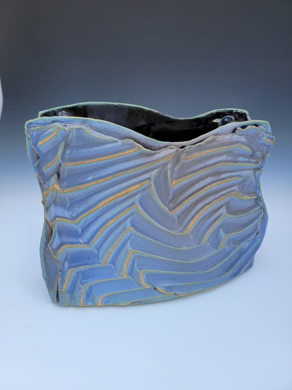 Blue Rippled Vessel