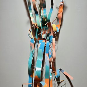 (Untitled) Metal Ribbon Wall Sculpture - Pastels, 1986
