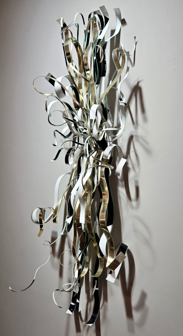 (Untitled) Metal Ribbon Wall Sculpture - Black & White - Image 2