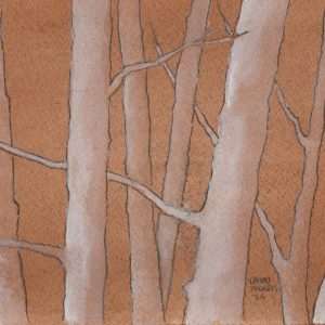 Birch Trees on Sepia-Toned Paper