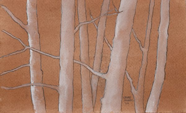 Birch Trees on Sepia-Toned Paper