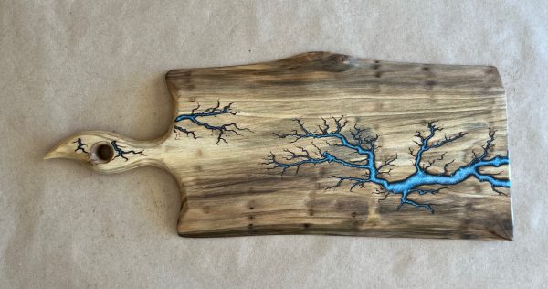 Poplar Board with Blue Resin & Live Edge (TS100)