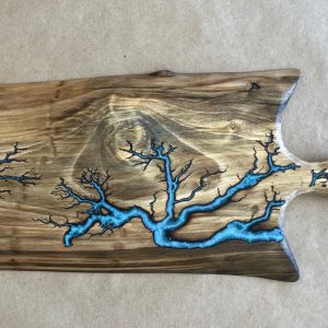 Poplar Board with Blue Resin & Live Edge (TS97)