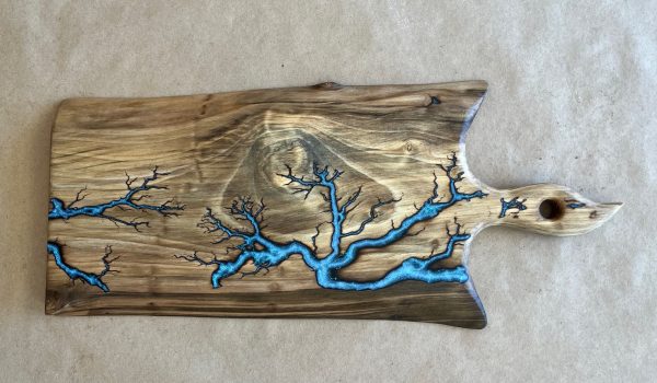 Poplar Board with Blue Resin & Live Edge (TS97)