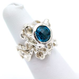 Sterling Silver Ring - "Freeform" Design - London Blue Topaz (15163RS)