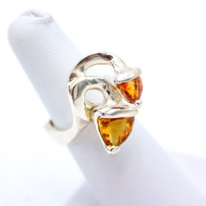 Sterling Silver Ring - "Foldover" Design - Citrine (21139RS)