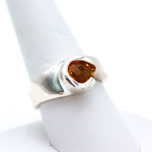 Sterling Silver Ring - "Swirl" Design - Citrine (22098RS)