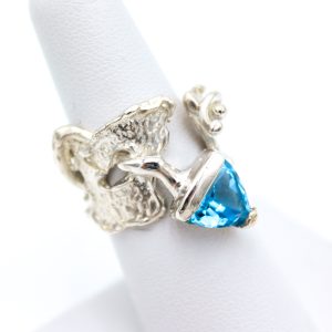Sterling Silver Ring - "Picasso" Design - Topaz (23044RS)