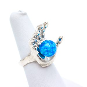 Sterling Silver Ring - "Hand" Design - MM Opal (23075RS)