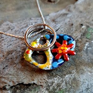 Necklace - Oval with Flower (MS044)