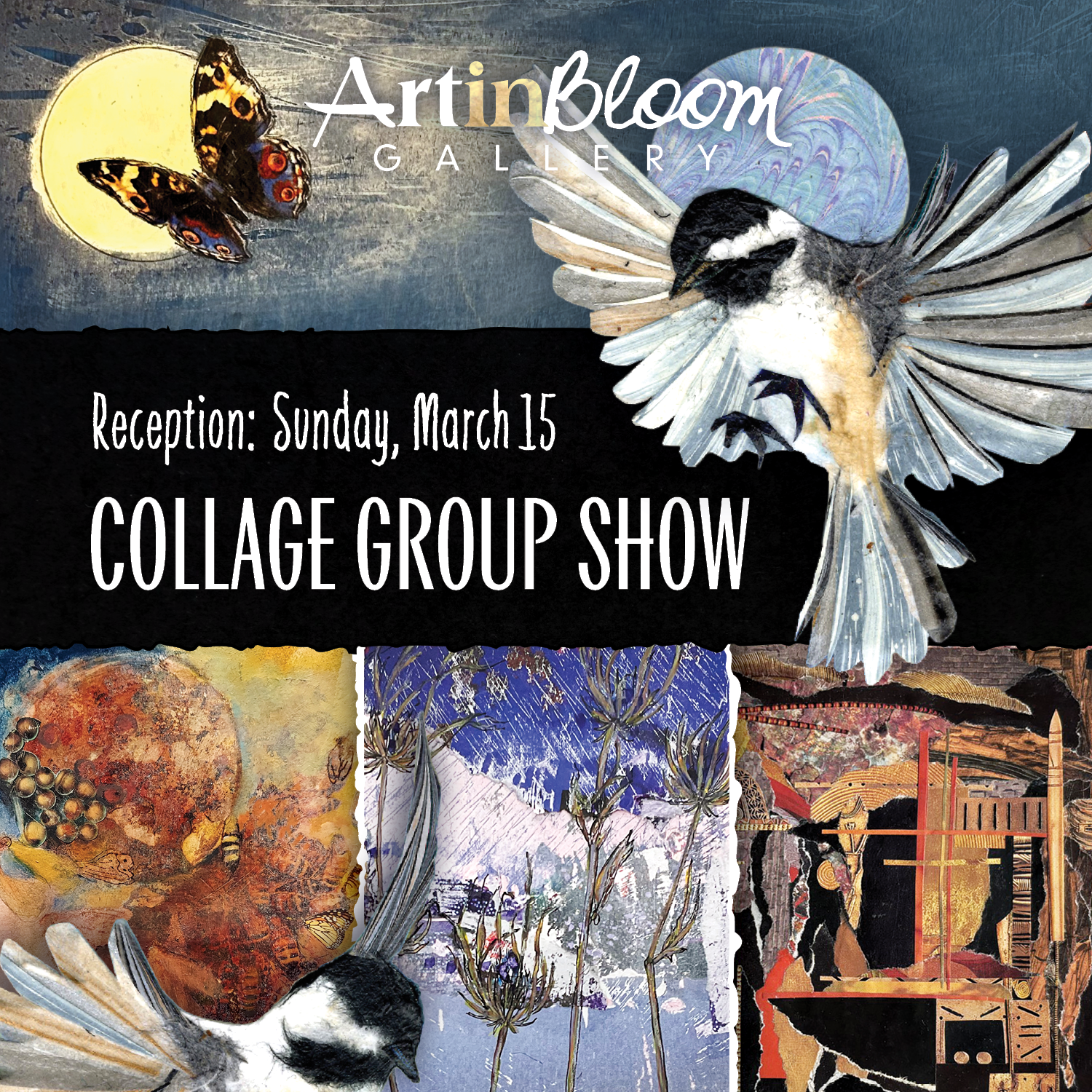 Artist Reception - Collage Group Show: Jo Ann Alford, Elizabeth Darrow, Constance Pappalardo, Angela Rowe, Pam Toll, Lois Watson & Rebecca Yeomans