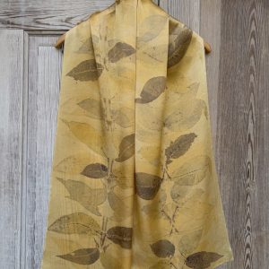 Silk Scarf "Pecan Leaves on Silk Satin" (RY26.2)