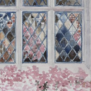 Azaleas Reflecting in a Diamond-paned Window