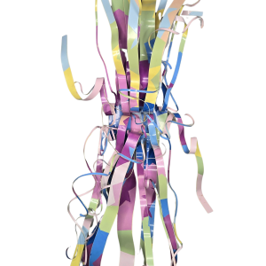 Untitled Metal Ribbon Wall Sculpture (Pastel), Circa 1990's (DG079)